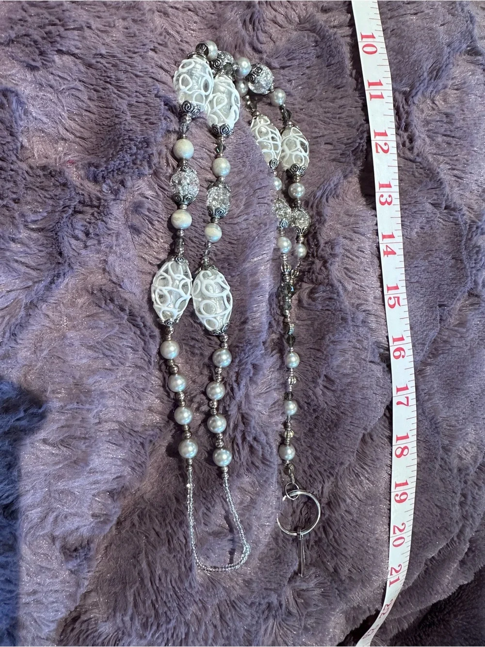 LANYARD Custom Ordered Crystal Silver Pearl use Badges, Cards, Cruise Nurse ❤️ - Picture 5 of 15